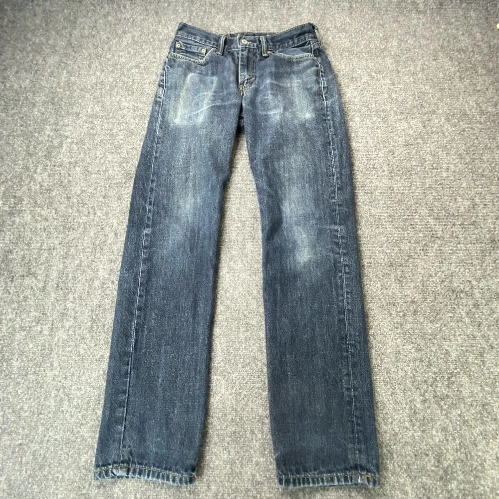 Levi's 514 Slim Straight Men 29x30.5 Blue Denim Distressed Fade Streetwear Work